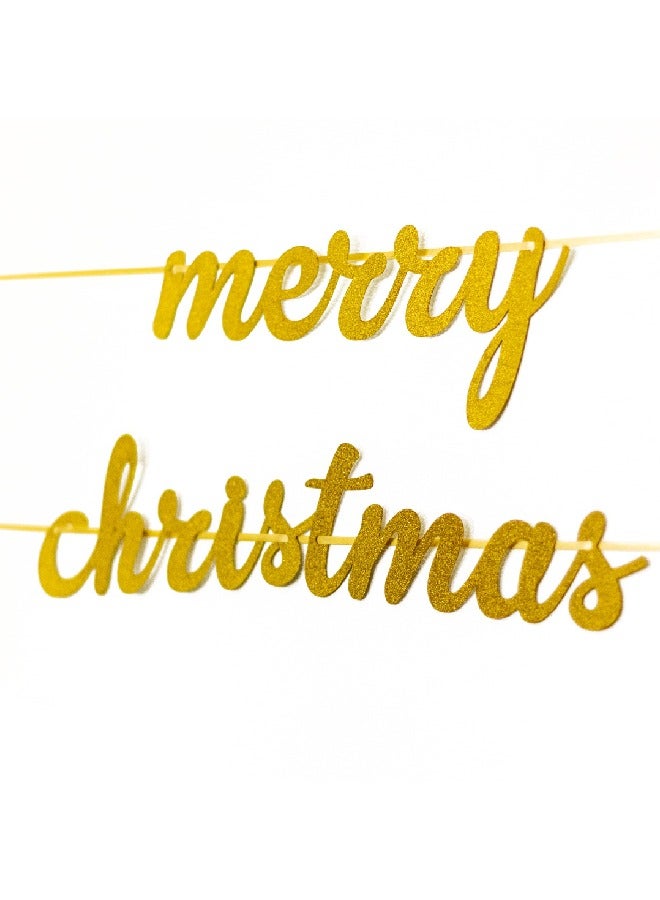 ذا بارتي بوبير عبوة من 1 لافتة عيد ميلاد سعيد ذهبية - Image 2