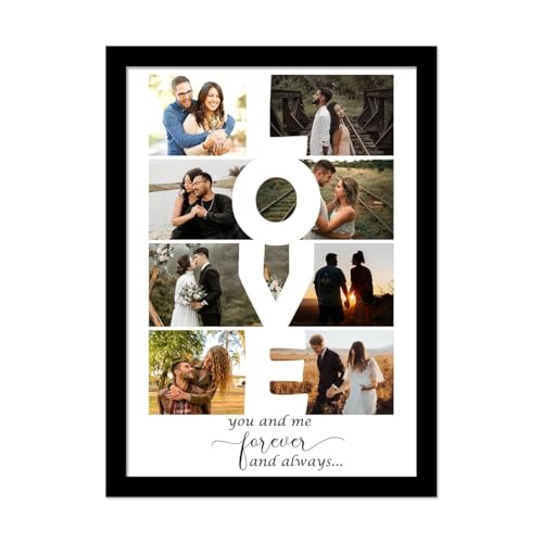 SNAP ART Personalized Gift Love Photo Collage Gift for Couples Table Photo Frame With Photo Upload, Birthday, Anniversary, Valentine Gift for Husband,- (A4, Black) - Image 1