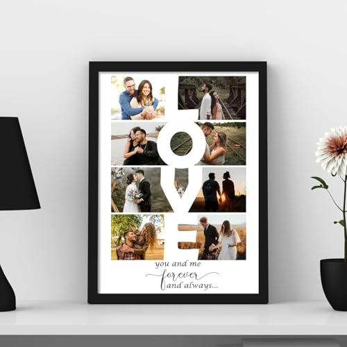 SNAP ART Personalized Gift Love Photo Collage Gift for Couples Table Photo Frame With Photo Upload, Birthday, Anniversary, Valentine Gift for Husband,- (A4, Black) - Image 2