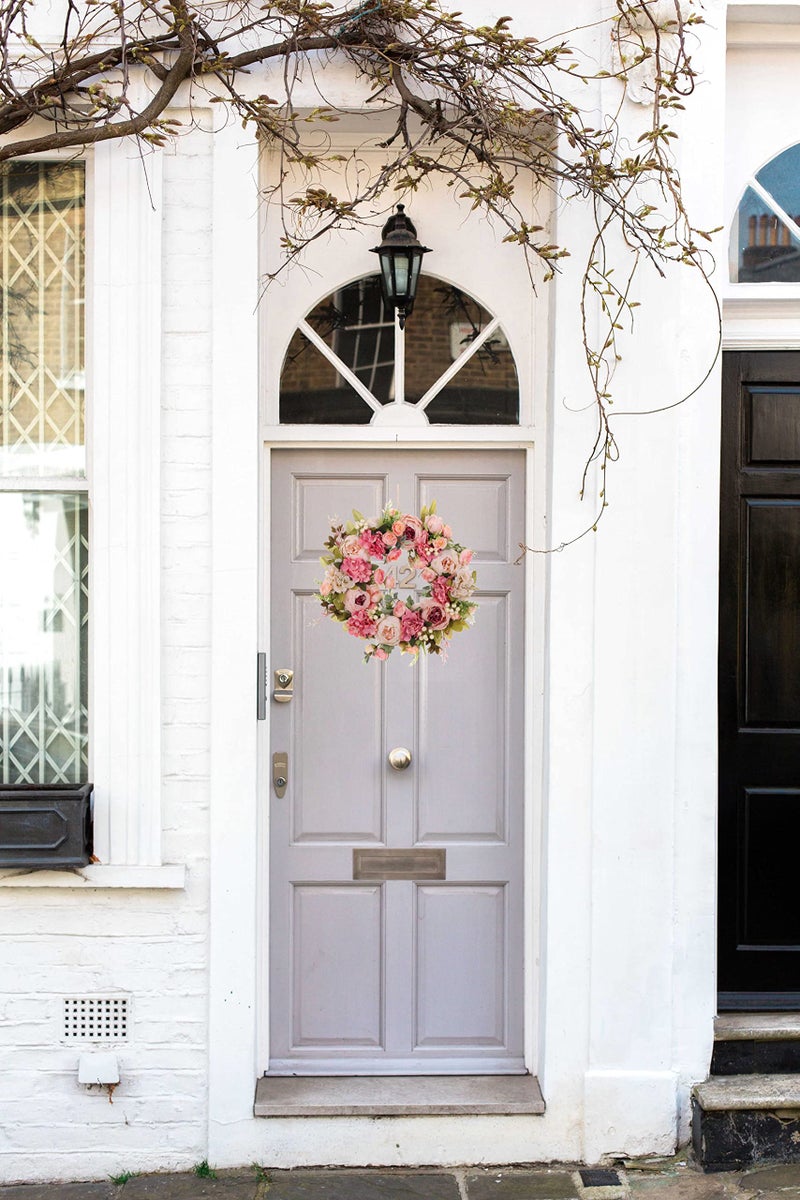 DOTKV Peony Spring Wreaths for Front Door Outside Rose Summer Door Wreath Full 15 Inch Handmade Fall Winter Wreaths for Front Door Wall Window Decor - Image 5