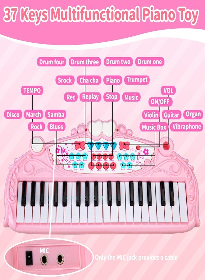 Yellow River 37 Keys Electronic Piano Keyboard with Stool, Portable Musical Toys for Kids Ages 3-8, Early Learning Educational Toys Birthday Gifts for 3 4 5 6 7 8 Year Old Toddlers Girls Boys - Image 2