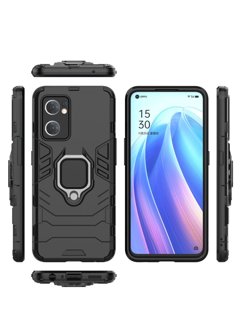 Black protective cover with ring bracket For Oppo - Image 2