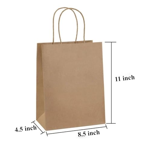 Aakriti Craft Paper Bags, Rakhi Gift Bags with Handles, Small Craft Shopping Bags in Bulk for Boutiques, Small Business, Retail Stores, Gifts & Merchandise (BROWN-25PCS, SMALL-8.5x4.5x11 INCH) - Image 2
