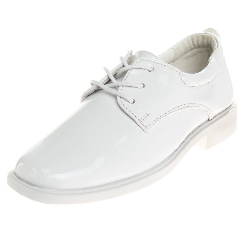 Josmo Boys Dress Shoes Casual Fashion - Classic Laceup Oxford Dress Formal Shoe - White Smooth (Size 6 Big Kid) - Image 1