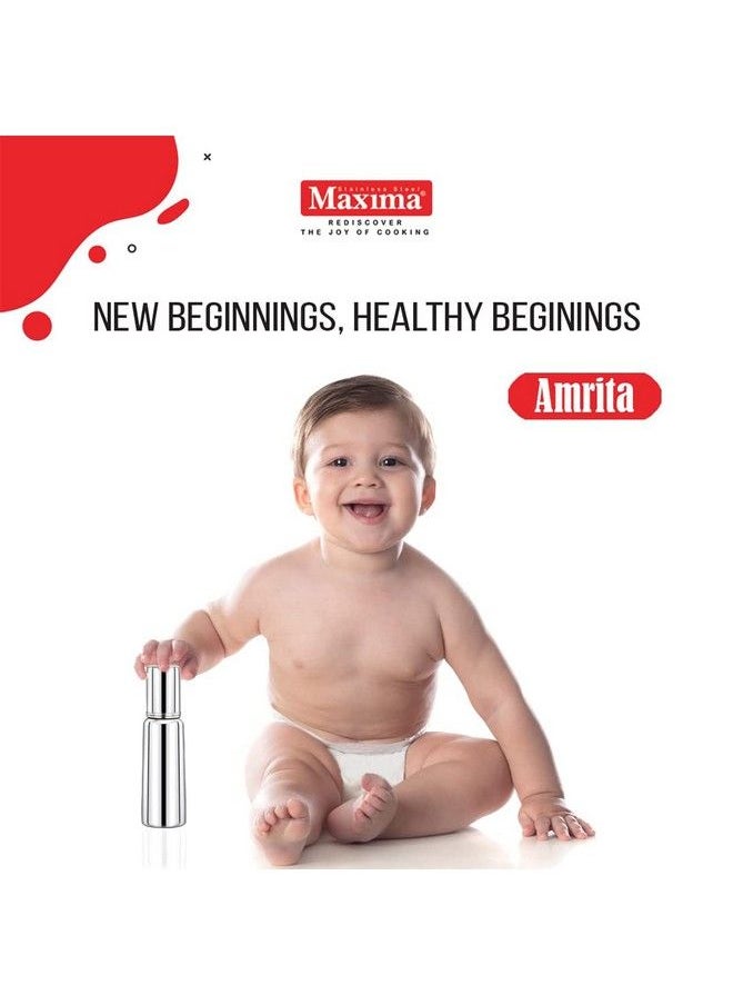 Maxima - Amrita Stainless Steel Baby Feeding Bottle Steel Milk Feeding Bottle ; Water & Juice Feeding Nipple Bottle ; Easy Hold To Hold Bottle (150 Ml) - Image 1
