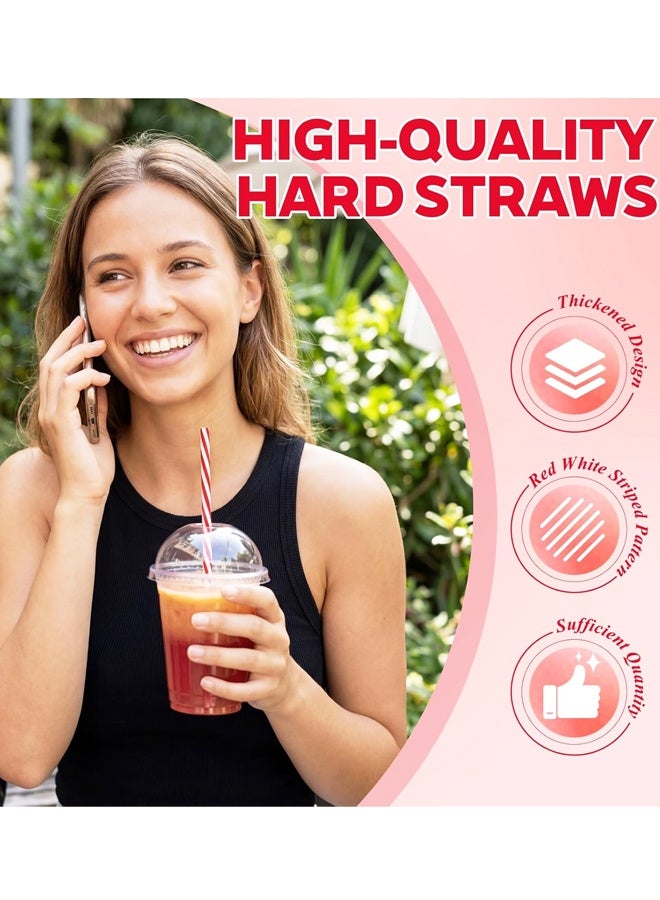 50PCS 9Inch Red White Striped Straws, Reusable Party Holiday Drinking Straws - Image 3