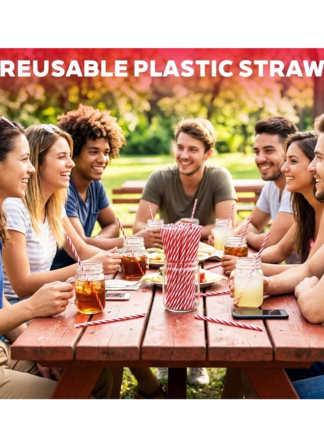50PCS 9Inch Red White Striped Straws, Reusable Party Holiday Drinking Straws - Image 5