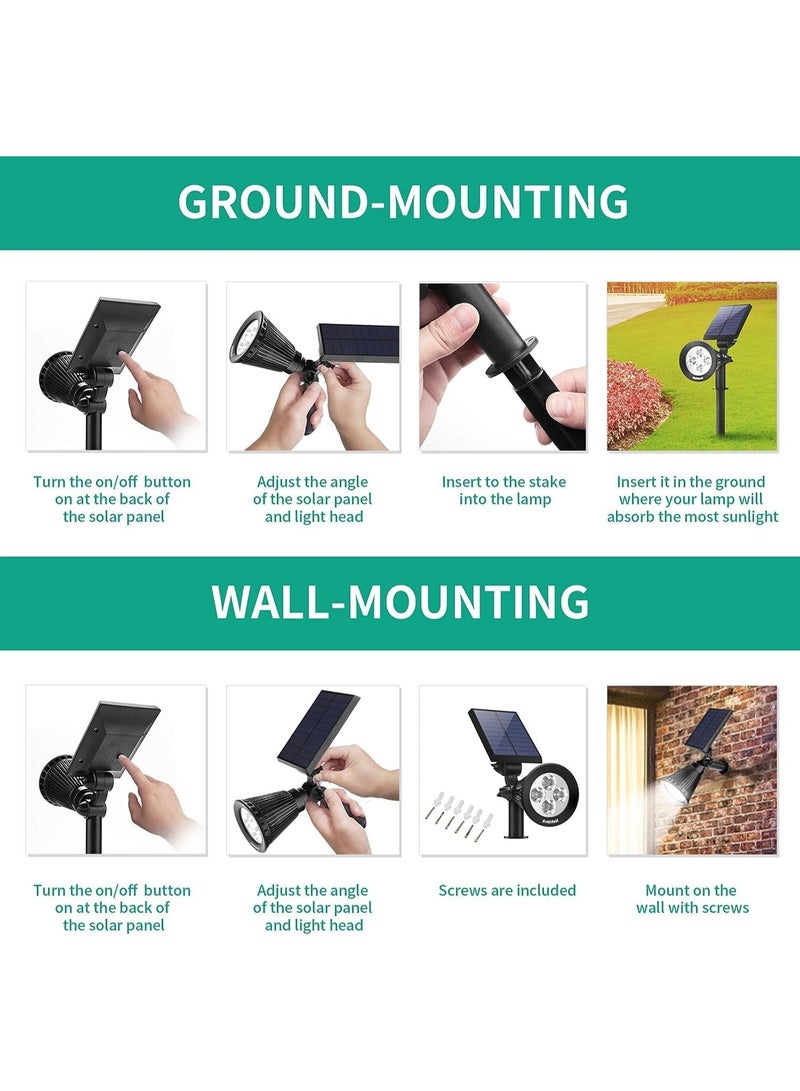 عربست ضوء الشمسية في الهواء الطلق ، 4 PCS مصباح العشب Spotlight ، IP65 مقاوم للماء للفناء ، الشجرة ، التمثال (الضوء الأبيض) - Image 4