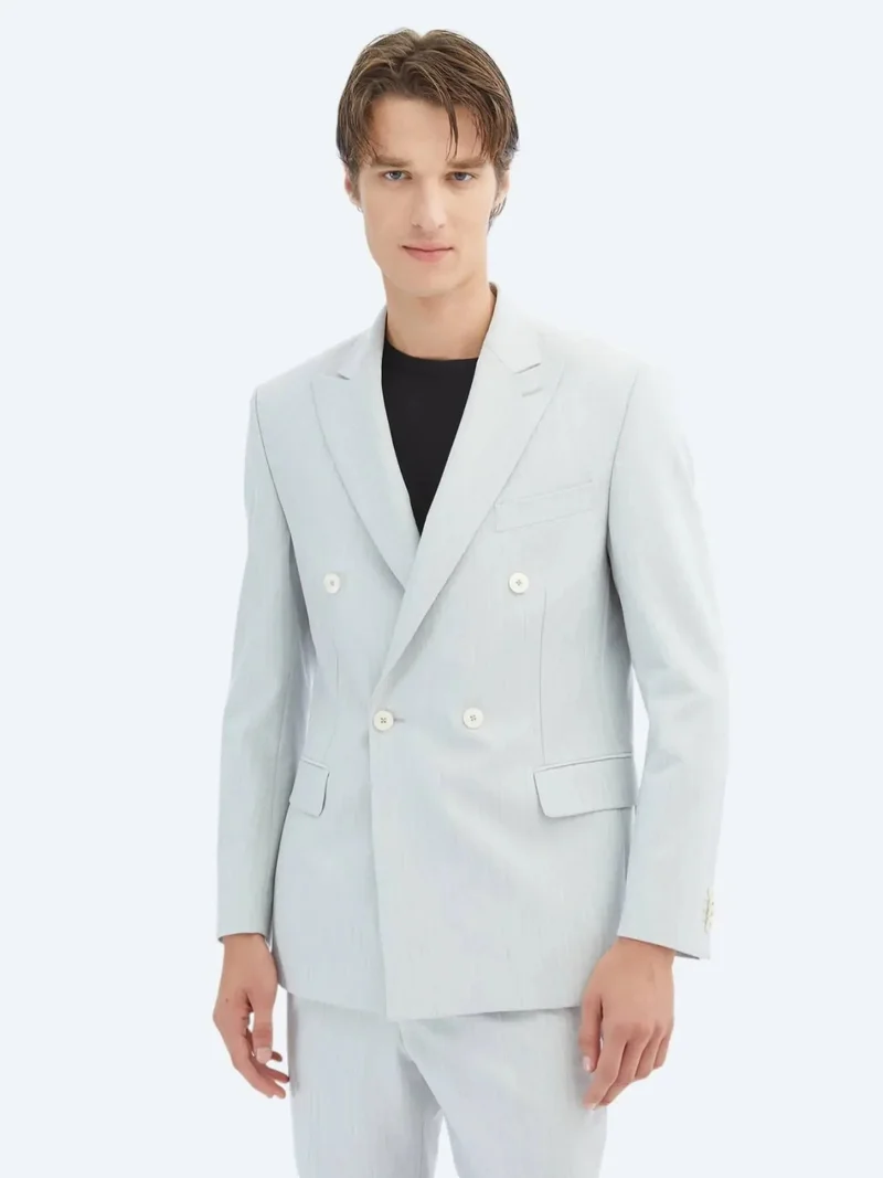 كيب بدلة رمادية فاتحة سادة عصرية