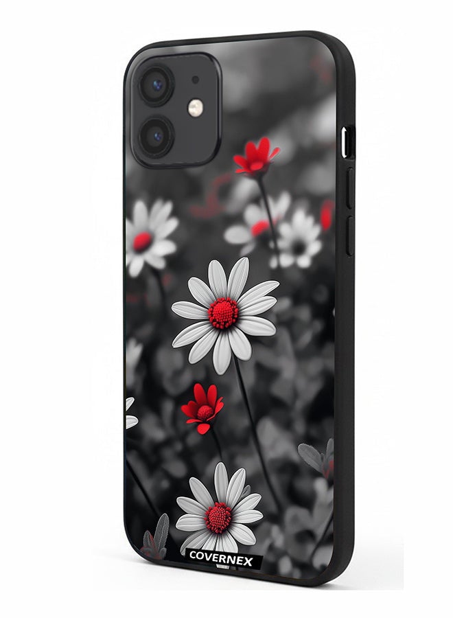 Covernex Apple iPhone 12 Protective Case Cover Printed Featuring Midnight Daisies Set of Flowers - Image 1