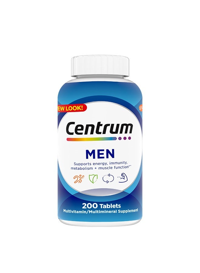 Multivitamin For Men, Multivitamin/Multimineral Supplement With Vitamin D3, B Vitamins And Antioxidants, Gluten Free, Non-GMO Ingredients - 200 Count