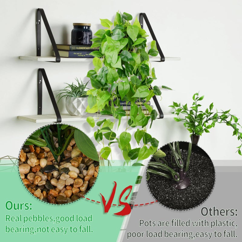 LOYWREE 35.4in Artificial Plants in Black Pot Realistic Fake Hanging Potted Greenery with Faux Ivy Vine & Pothos - Ideal for Shelf, Home, Office, Indoor & Outdoor Garden Decor - Image 3