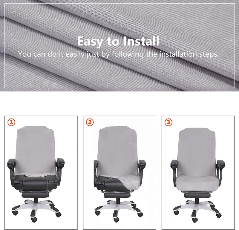 SARAFLORA Office Chair Cover- Medium, Silver Grey- Removable Computer Chair Cover for Office Chair with Zipper for Universal Rotating Chair Desk Chair Cover Chair Seat Washable Protector for Pets - Image 5