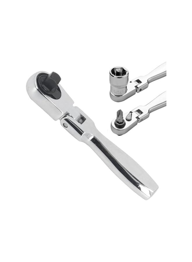 promass 1/4 Inch Flex Head Ratchet Set, 2 in 1 72 Teeth Movable Head Ratchet Wrench Swivel Head Ratchet Wrench with Ergonomic Handle, Flexible Ratchet, Quick Release Button, promass8SFDYB6037 - Image 3