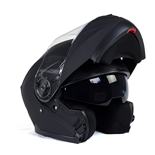 Milwaukee Helmets Breeze Flat Black Advanced Motorcycle Modular Helmet w/ Drop Down Visor for Men and Women DOT Approved MPH9814DOT - Small - Image 1