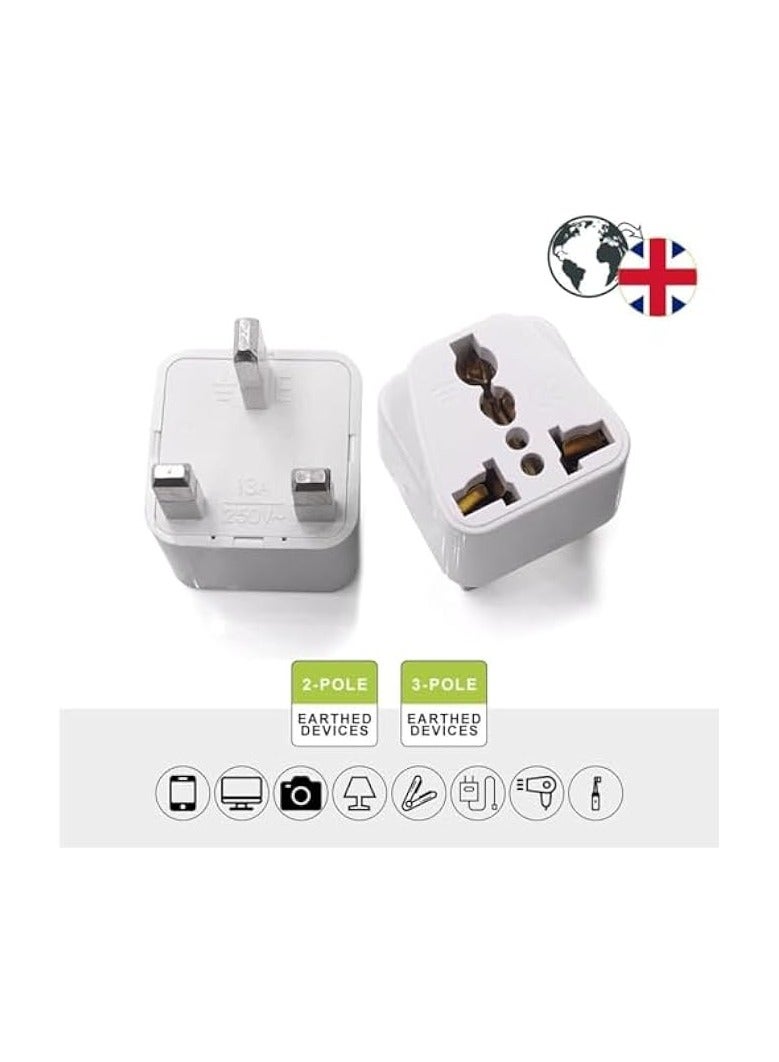 erorex Plug Converter, 3-Pin Travel Adapter Plug, Universal Socket Travel Adaptor Converter for Business Trip Holiday Hotel Airport (White)  - Image 3