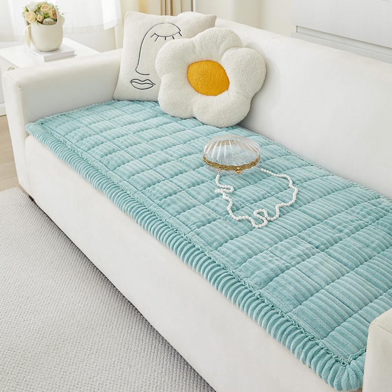 Awjcsv Couch Cover for Dogs Washable, Fuzzy Pet Couch Covers for 3 Cushion Sofa Pet Friendly, Non Slip Sofa Cover (Blue, 27.6" x 82.7"/70 x 210cm) - Image 1