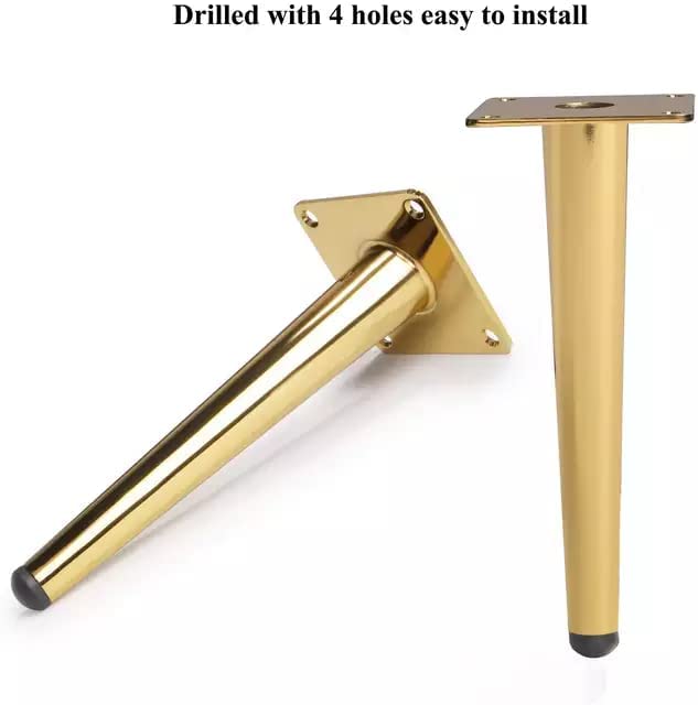 Generic PTC Sofa Hardware Leg Sofa Furniture Golden Glossy Finish Heavy Model Cone Shape Design Sofa Leg Set of 4  - Image 2