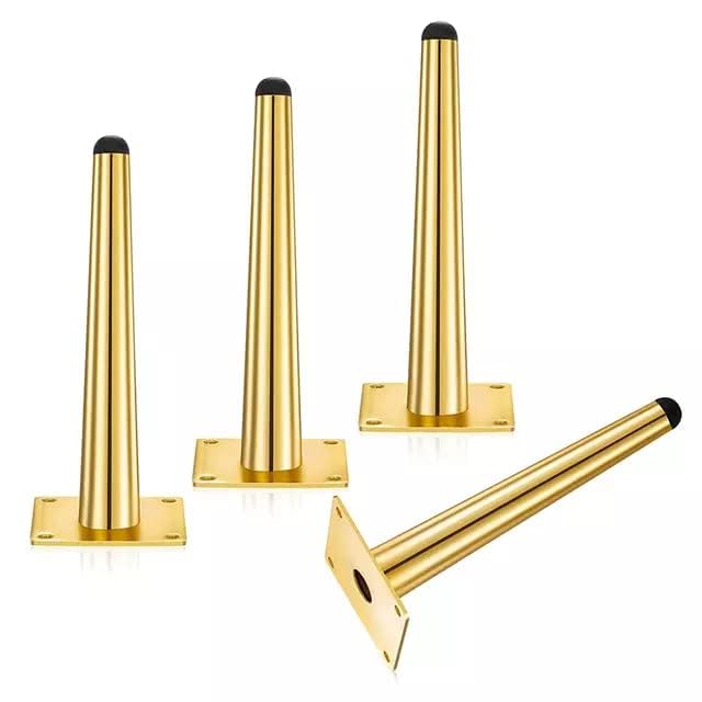 Generic PTC Sofa Hardware Leg Sofa Furniture Golden Glossy Finish Heavy Model Cone Shape Design Sofa Leg Set of 4  - Image 1
