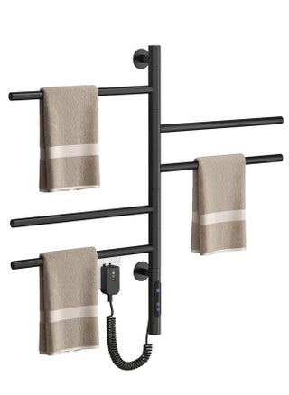 Heated Towel Racks 180° Rotatable Towel Rack with Timer, 1H-8H, 82W Wall Mounted Towel Warmer Racks, Constant Temperature Heated Towel Warmer for Bathroom, Kitchen, Black - pzsku/Z76095B91E34FE0AE9A4EZ/45/_/1712148638/ebfbea27-66a7-46b2-bea8-8adc1f195131