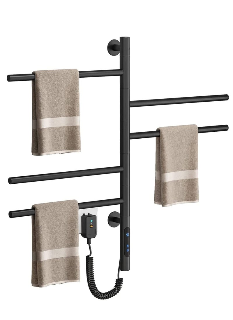 Generic - Heated Towel Racks 180° Rotatable Towel Rack with Timer, 1H-8H, 82W Wall Mounted Towel Warmer Racks, Constant Temperature Heated Towel Warmer for Bathroom, Kitchen, Black - Image 1
