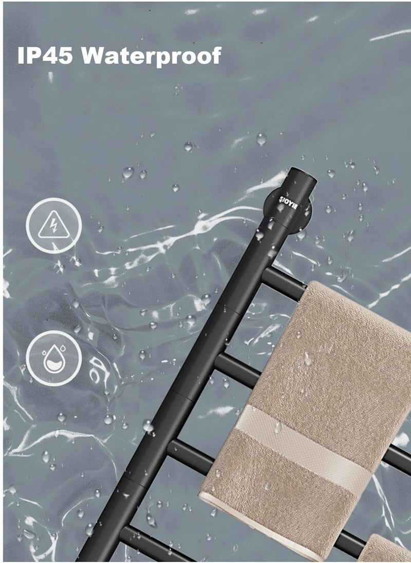 Generic - Heated Towel Racks 180° Rotatable Towel Rack with Timer, 1H-8H, 82W Wall Mounted Towel Warmer Racks, Constant Temperature Heated Towel Warmer for Bathroom, Kitchen, Black - Image 1