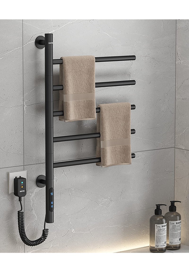 Generic - Heated Towel Racks 180° Rotatable Towel Rack with Timer, 1H-8H, 82W Wall Mounted Towel Warmer Racks, Constant Temperature Heated Towel Warmer for Bathroom, Kitchen, Black - Image 1