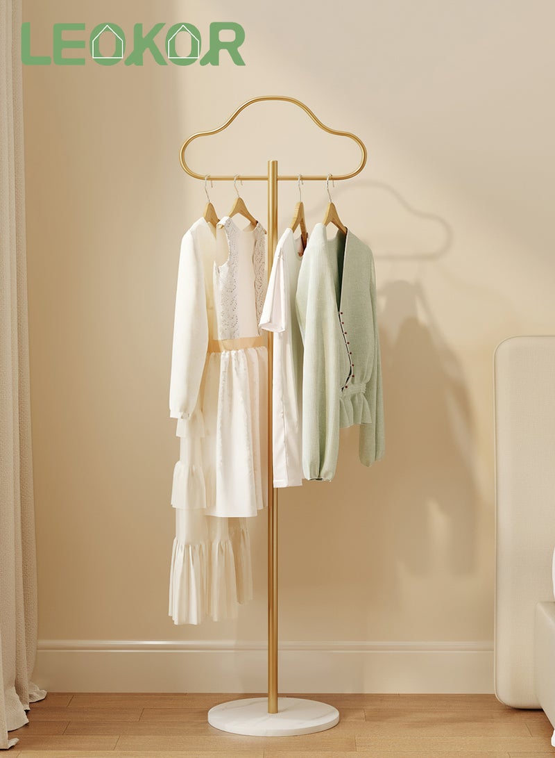 LEOKOR Coat Rack, Freestanding with Heavy Duty Marble Base, Clothing Shirt Display Stand, Small Metal Standing Gold Clothing Rack Coat Tree for Entryway, Bedroom, Living Room, Boutiques, Gold - Image 1