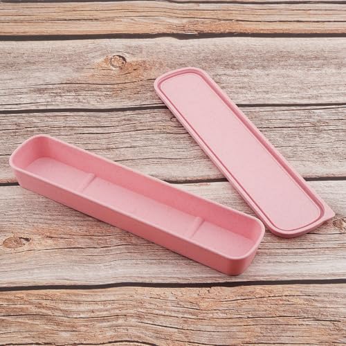 OriGlam 1pcs Portable Flatware Box Travel Tableware Storage Case Box, Utensil Case Flatware Storage Box for Cutlery Kit, 9.84 x 2.40 inch (Pink) - Image 3