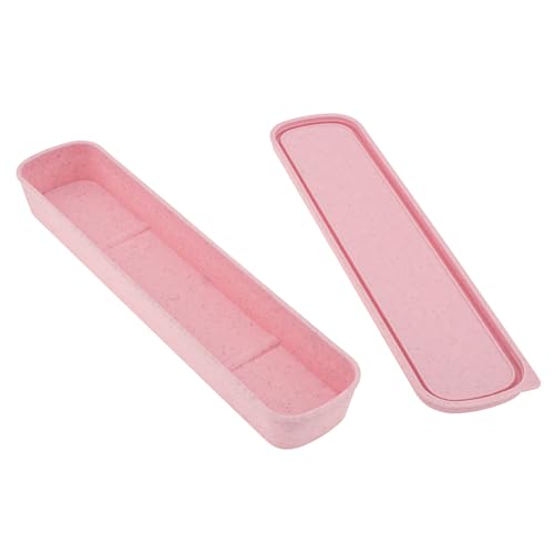 OriGlam 1pcs Portable Flatware Box Travel Tableware Storage Case Box, Utensil Case Flatware Storage Box for Cutlery Kit, 9.84 x 2.40 inch (Pink) - Image 1