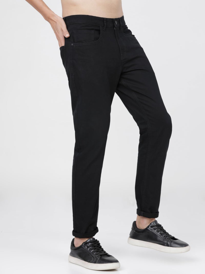 KETCH Men Mid Rise Slim Casual Pants (KHTR000145_Jet Black, 36) - Image 3