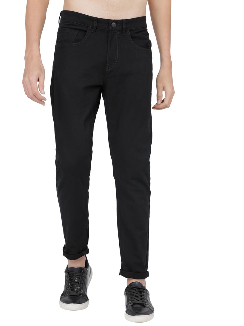 KETCH Men Mid Rise Slim Casual Pants (KHTR000145_Jet Black, 36) - Image 5