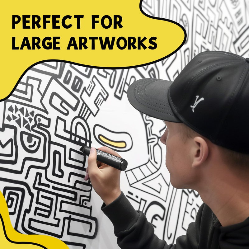 SRUOLOC 3 Jumbo Permanent Markers White, 15mm Thick Wide Tip, Large Acrylic Paint Markers for Rock Painting, Poster, Stone, Ceramic, Glass, Wood, Canvas - Image 4