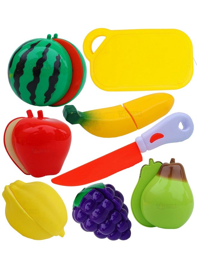 Toyshine Realistic Sliceable 6 Pcs Fruits Cutting Play Toy Set, Can Be Cut in 2 Parts (Light Weight) - Image 1