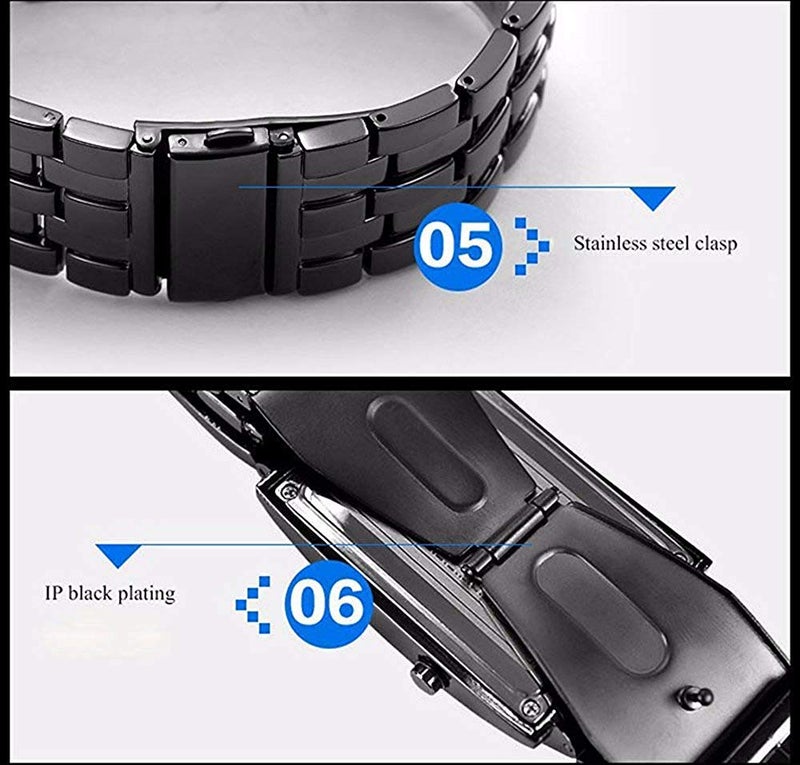 MASTOP Mens Creative Binary Digital Watches Unique Matrix LED Watch Futuristic Cool Stainless Steel Wrist Watch (Gold) - Image 4