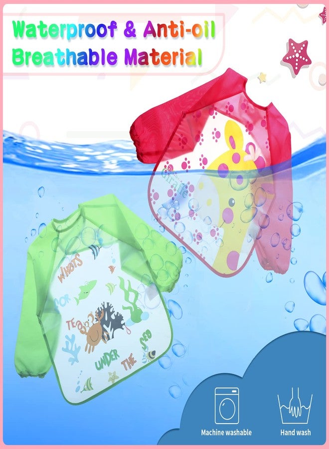 JaGely 12 Pcs Kids Art Smocks Toddler Smock Waterproof Painting Aprons Children Apron with Long Sleeve Washable Bib for Baby Eating (Classic) - Image 4