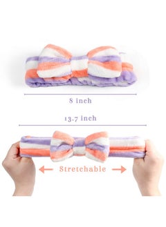 3 otters Spa Headband 8 Pack Spa Headband For Washing Face Bow Hair Band Fluffy Makeup Headbands Soft Coral Fleece Head Wraps To Facial Clean Shower Washing  - Image 3