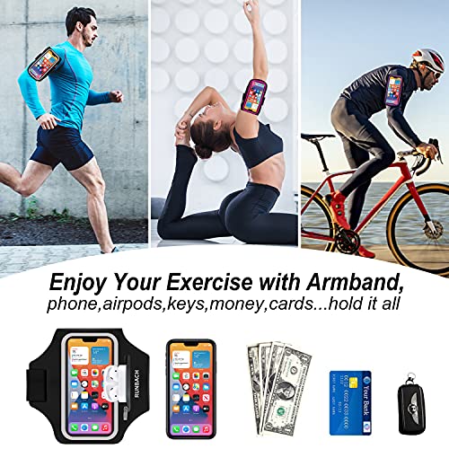 RUNBACH Armband for iPhone 17 Pro Max/16 Pro Max/16 Plus/15 Pro Max/15 Plus/iPhone 14,13,12,11 Pro Max/XS Max,Water Resistant Sport Armband with Zipper Slot for Airpods and Keys (Black) - Image 4