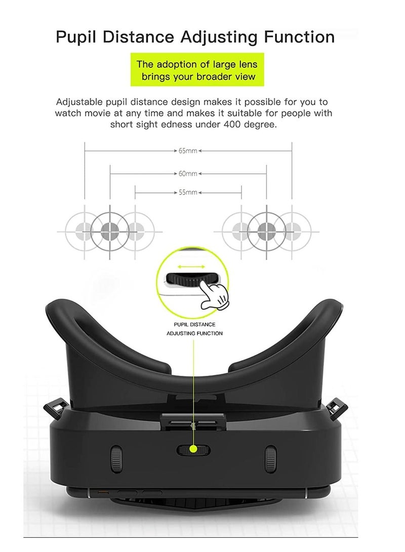 Shinecon Virtual Reality VR Headset 3D Glasses With Remote VR Goggles For TV, Movies & Video Games, Compatible iOS & Android Smartphone Within 3.5 - 7.2 inch Screen Black - Image 5