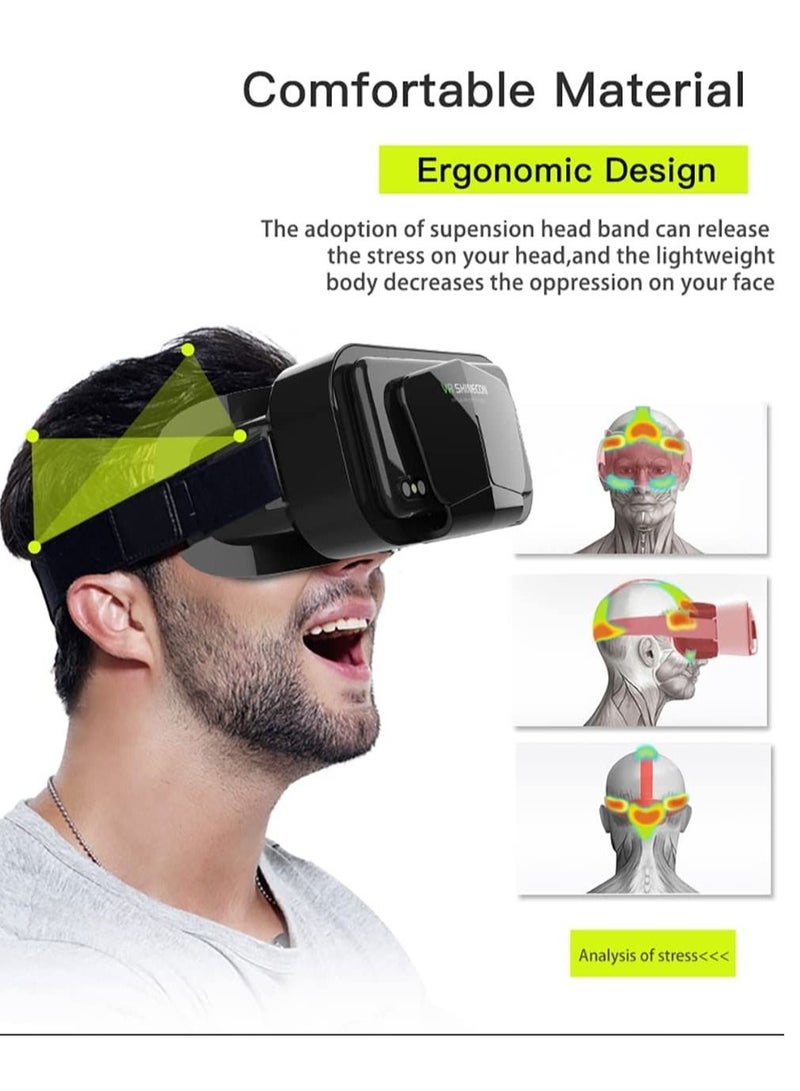 Shinecon Virtual Reality VR Headset 3D Glasses With Remote VR Goggles For TV, Movies & Video Games, Compatible iOS & Android Smartphone Within 3.5 - 7.2 inch Screen Black - Image 4