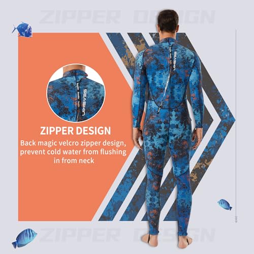 Seaskin Spearfishing Wetsuit for Mens, 1.5mm Neoprene Camo Full Body Diving Suits for Snorkeling Swimming (Camo 1.5mm, Small) - Image 5