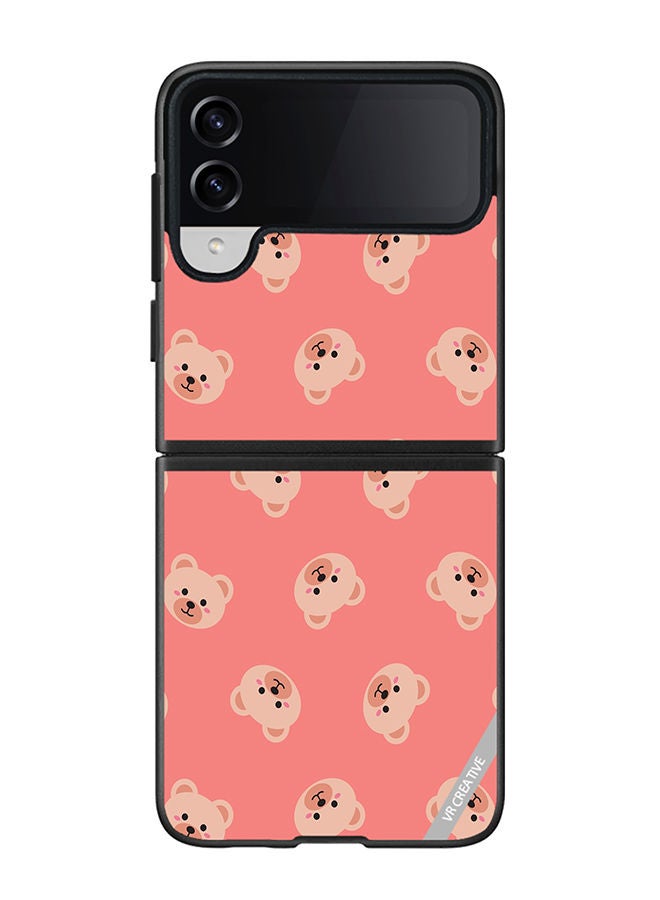VR CREATIVE Protective Case Cover For Samsung Galaxy Z Flip4 Cute Flat Bears Design Multicolour - Image 1