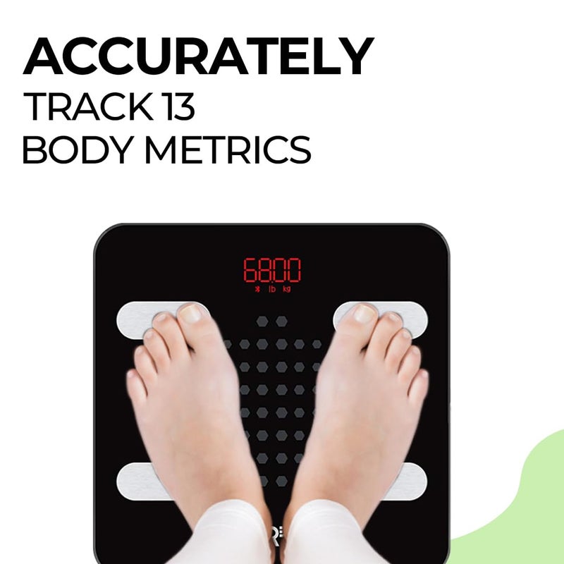 iGRiD Smart Bluetooth BMI Weight Machine for Body Weight, 13 Essential Parameters with ALFit App, Body Fat Analyzer, Full Body Composition Scale with LED Light, Lightweight & Portable, 1-Year Warranty - Image 3