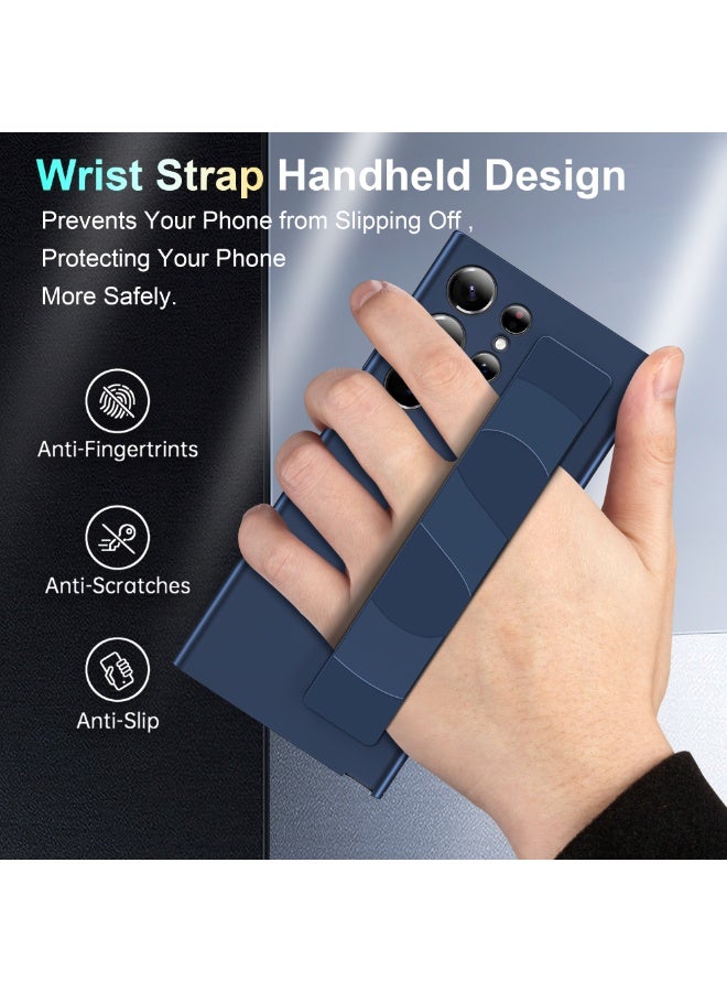 Galaxy S24 Ultra Case with Silicon Wrist Strap – Shockproof, Anti-Fingerprint, Slim Protective Cover - Blue - Image 2