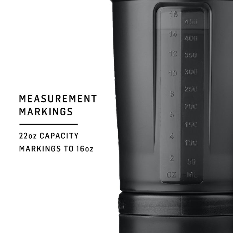 Blender Bottle زجاجة خلط بلندر بوتل مع منظم حبوب وتخزين لبودرة البروتين، نظام بروستاك، 22 أونصة، أسود منتصف الليل - Image 3