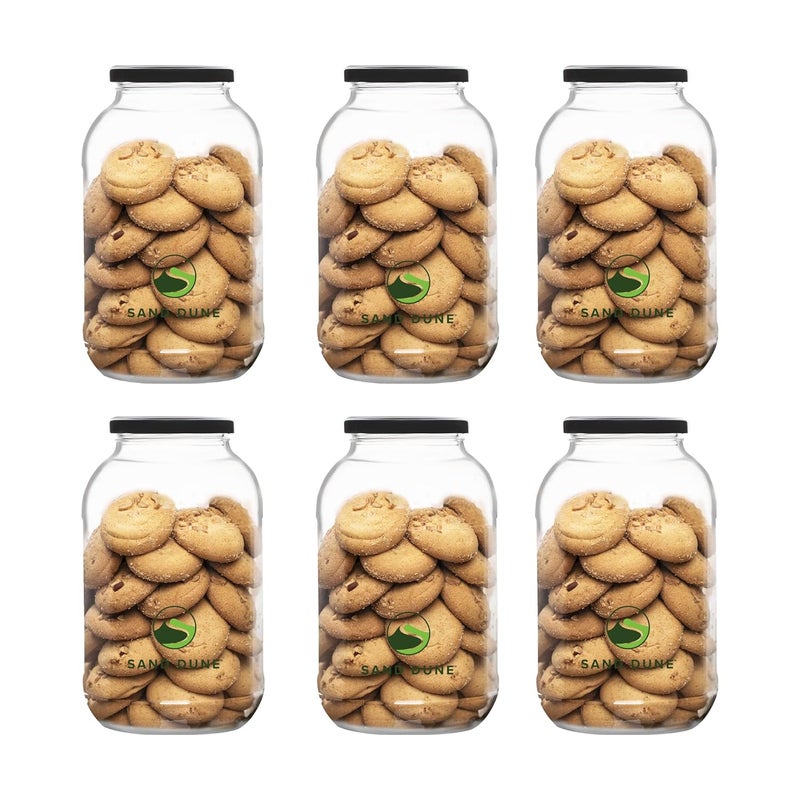 SAND DUNE Set of 6 1000 ml Each Storage Glass Jar Transparent BPA Free Storage Jar Containers for Kitchen Pantry for Cookies Dry Fruits Masala Spices cereal and flour 1000 ml Pack of 6 - Image 1