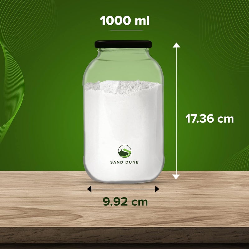 SAND DUNE Set of 6 1000 ml Each Storage Glass Jar Transparent BPA Free Storage Jar Containers for Kitchen Pantry for Cookies Dry Fruits Masala Spices cereal and flour 1000 ml Pack of 6 - Image 5