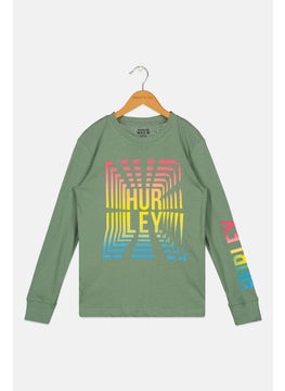 Kids Boys Brand Logo Long Sleeve T-Shirt, Green