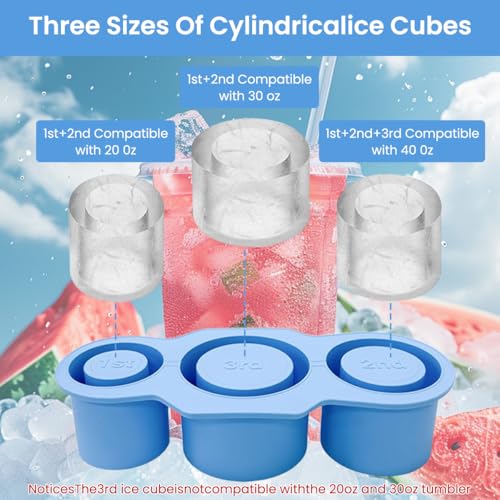 Supvox® for Stanley Tumbler Silicone Ice Mold Multi Sized Hollow Cylinder Ice Cube Mold with Lid Food Grade BPA Free Silicone Ice Cube Tray - Image 5