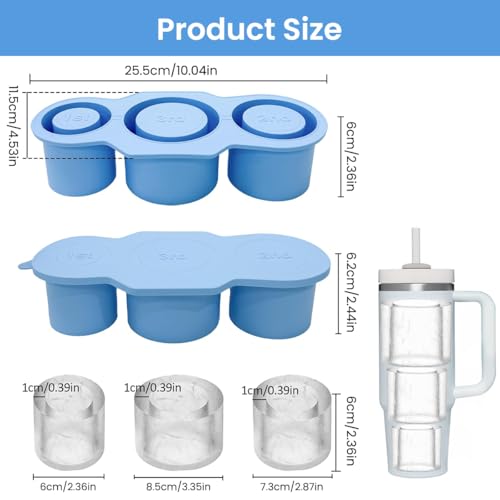 Supvox® for Stanley Tumbler Silicone Ice Mold Multi Sized Hollow Cylinder Ice Cube Mold with Lid Food Grade BPA Free Silicone Ice Cube Tray - Image 2